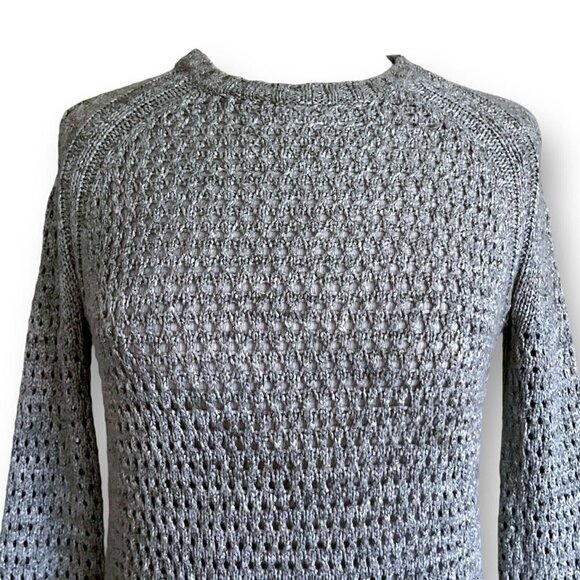 ATM Anthony Thomas Melillo Womens Sweater XS Gray Open Knit  Kangaroo Pocket - Picture 4 of 6